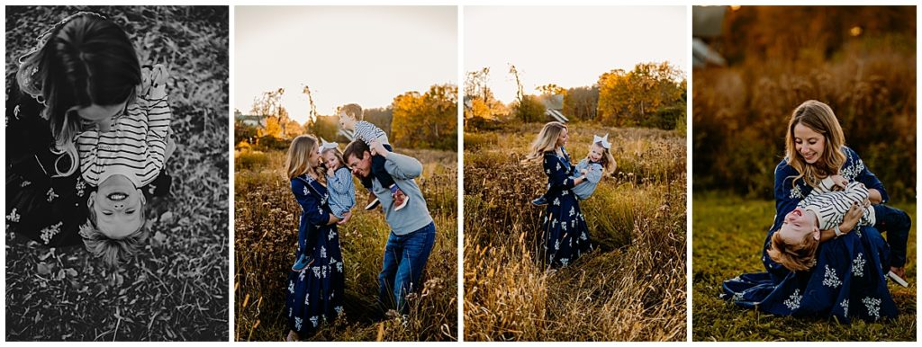 Images of family being playful.