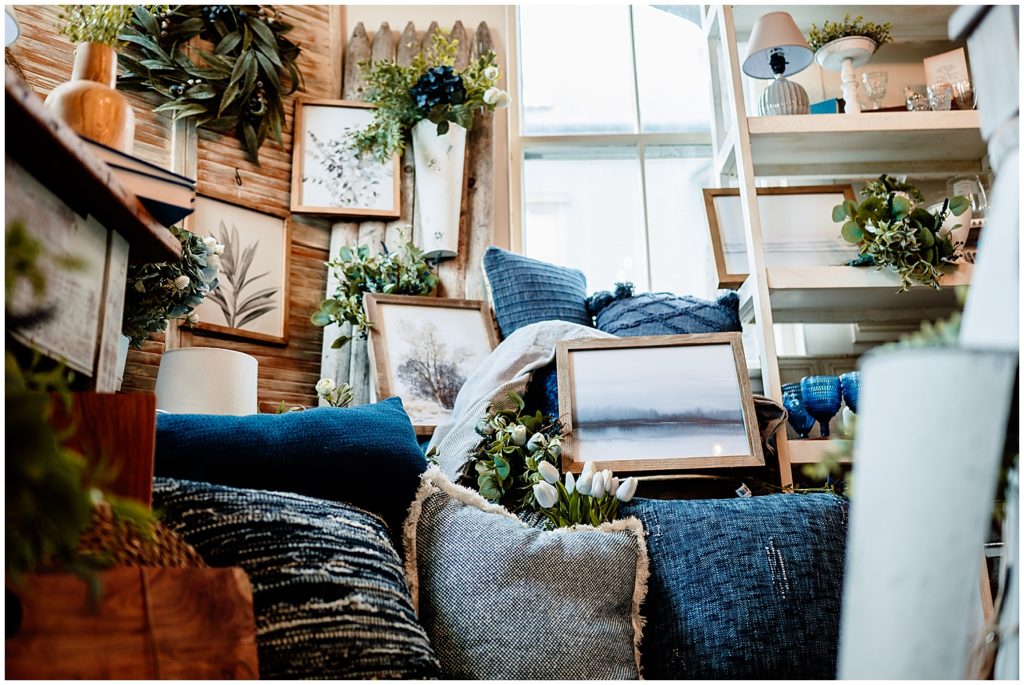 Home Boutique Store showing blues and greens in a Boston business.