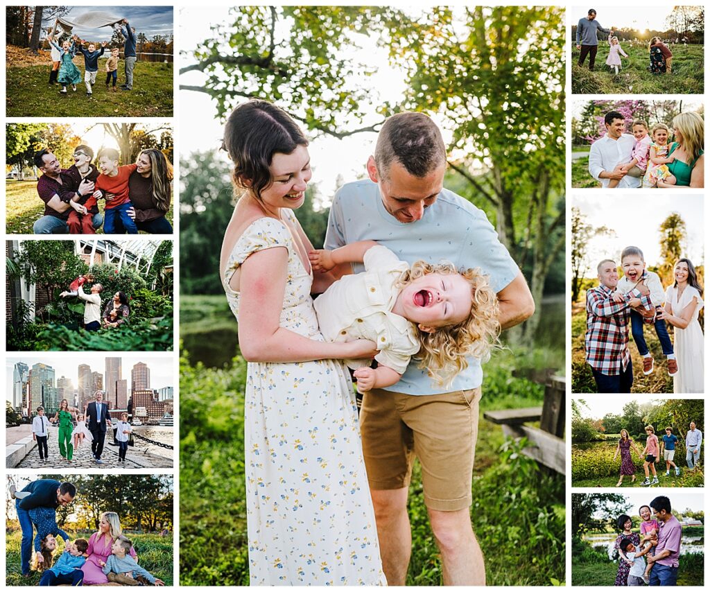 families having fun during their Boston photography session
