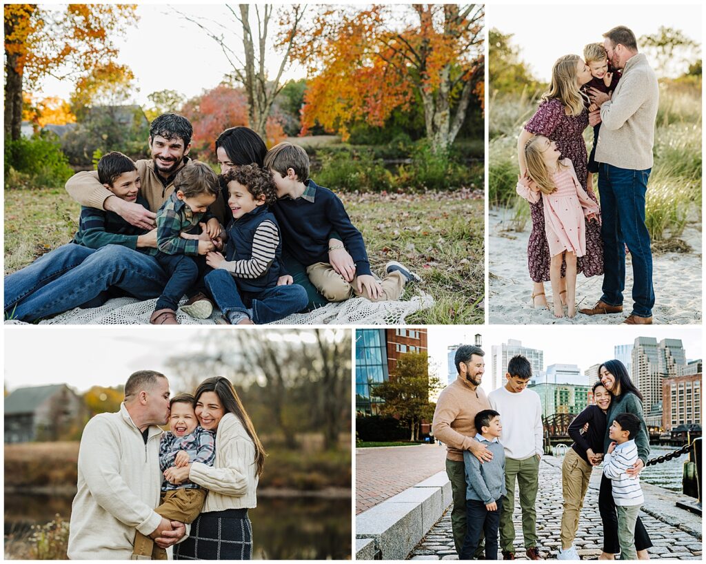 Families cuddling during a Boston photography session