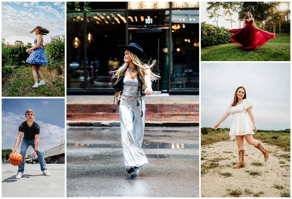 Seniors skipping, dancing and twirling in their Hopkinton senior photos