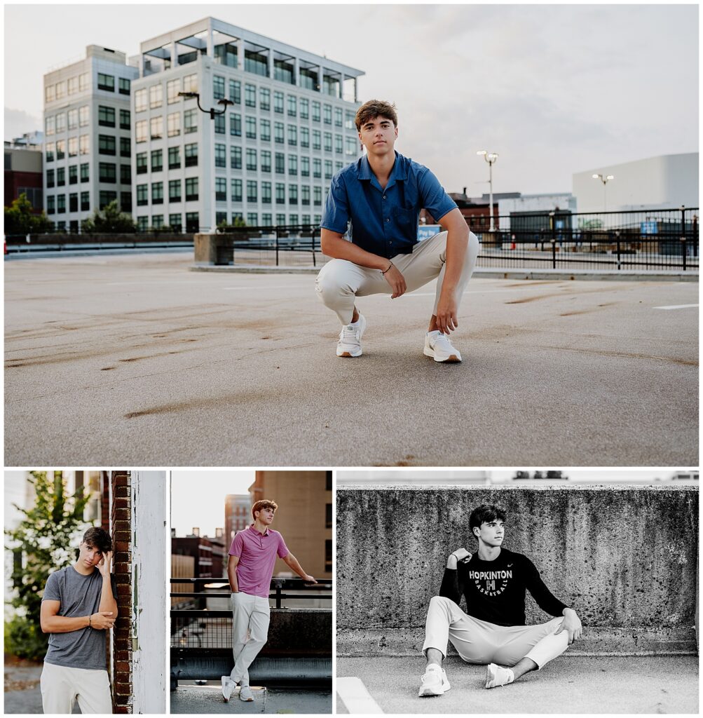 Senior in high school boy posing for his urban vibe portraits.
