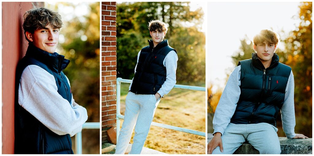 Boy posing for Senior photos Ashland MA