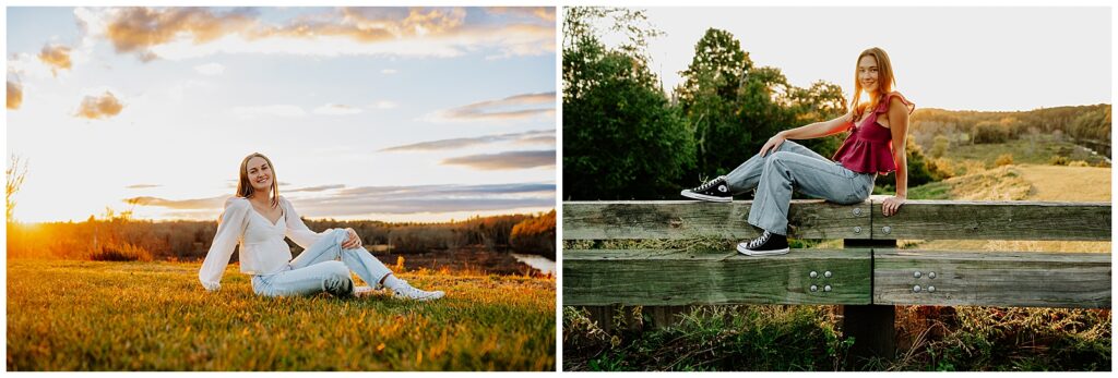Girl sitting on a bench for a Massachusetts senior photographer