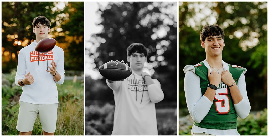 High school senior portrait session with personalized details