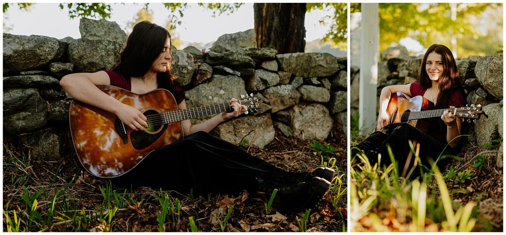 female Senior with guitar outdoors