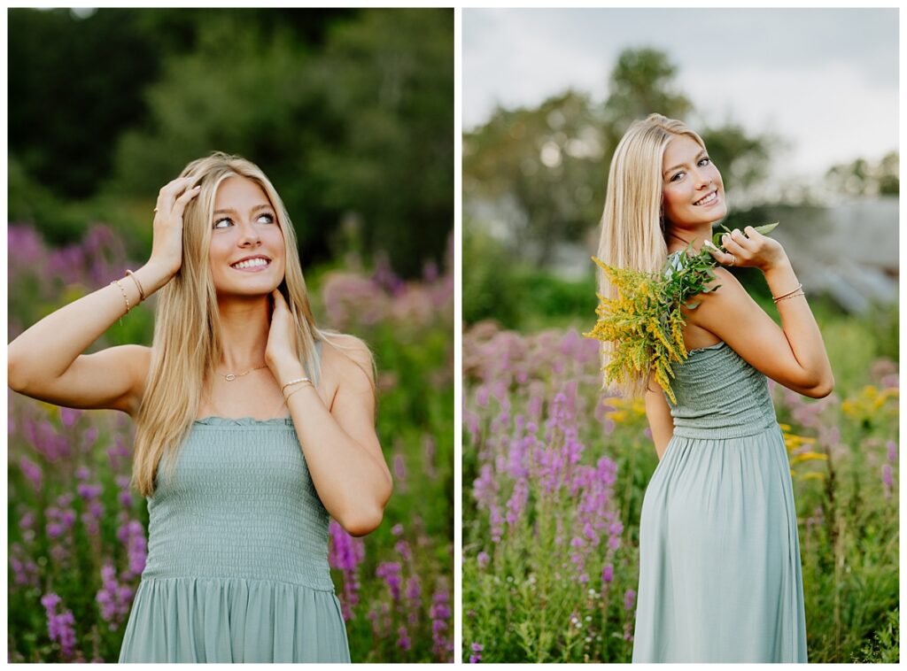 Authentic senior portrait candid moment during outdoor session.  Smiling and laughing 